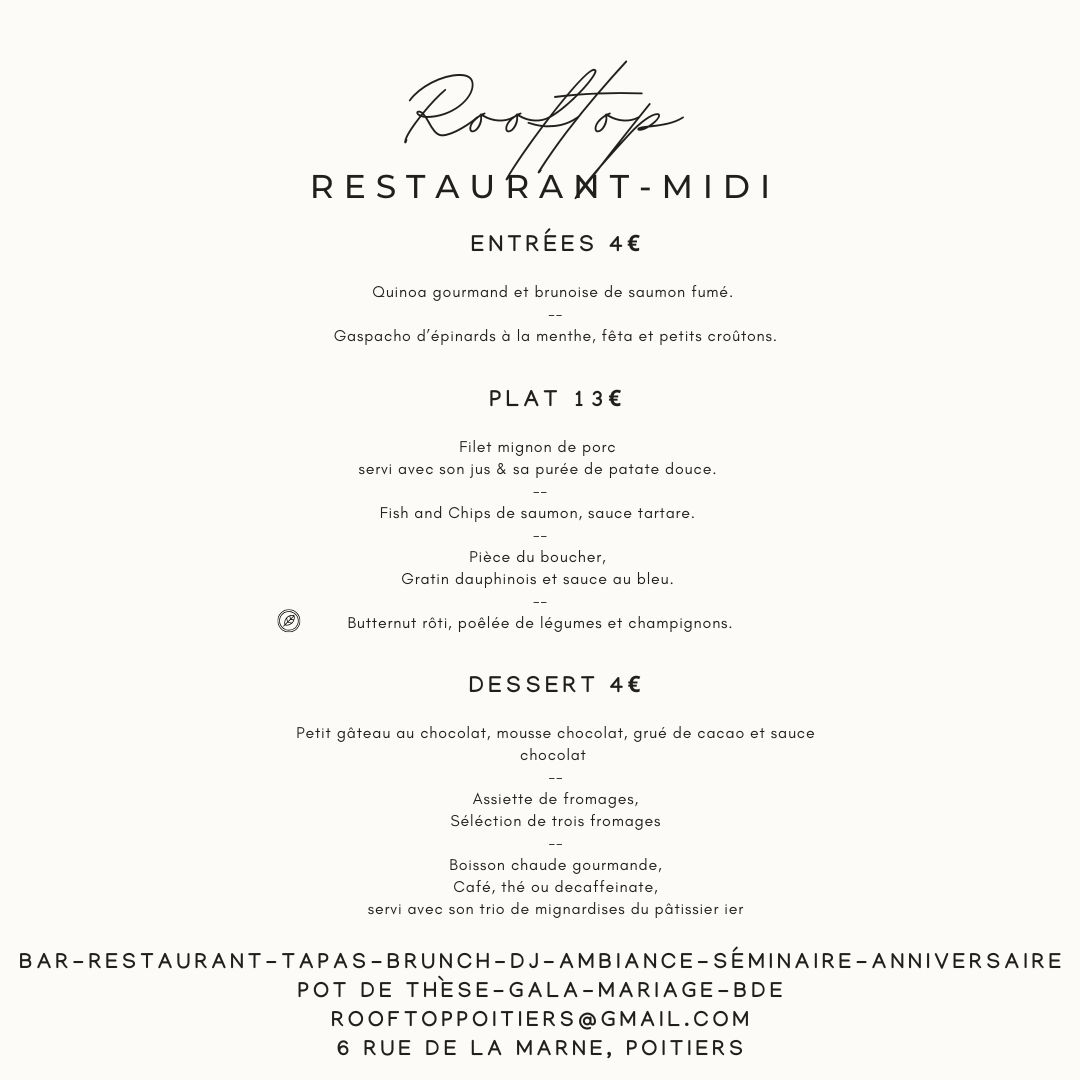 formule midi le rooftop poitiers